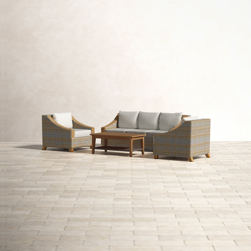 Carlton 4 Piece Rattan Sofa Seating Group with Sunbrella Cushions